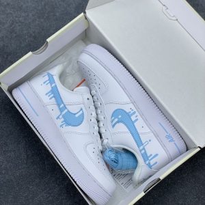 New Fashion Shoes AF 1 Custom Blue Swoosh AJ3125