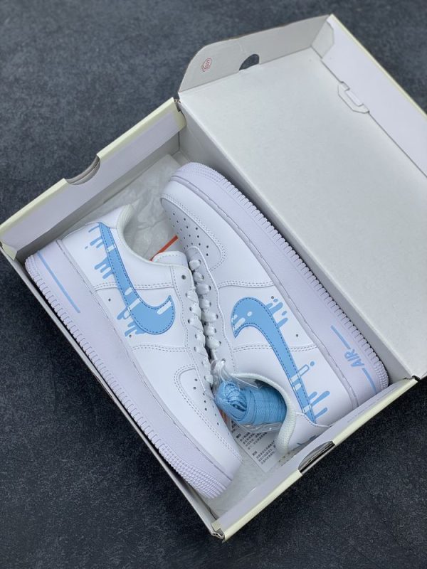 New Fashion Shoes AF 1 Custom Blue Swoosh AJ3125