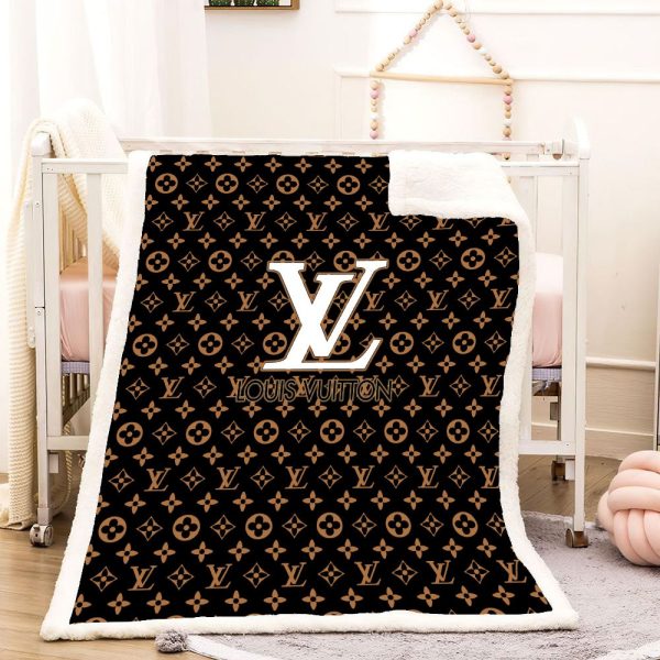 White And Dark Brown Louis Vuitton Blanket 054