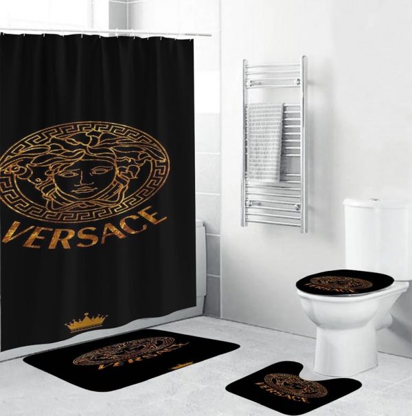 Golden Glitter Versace Shower Curtain Set 013