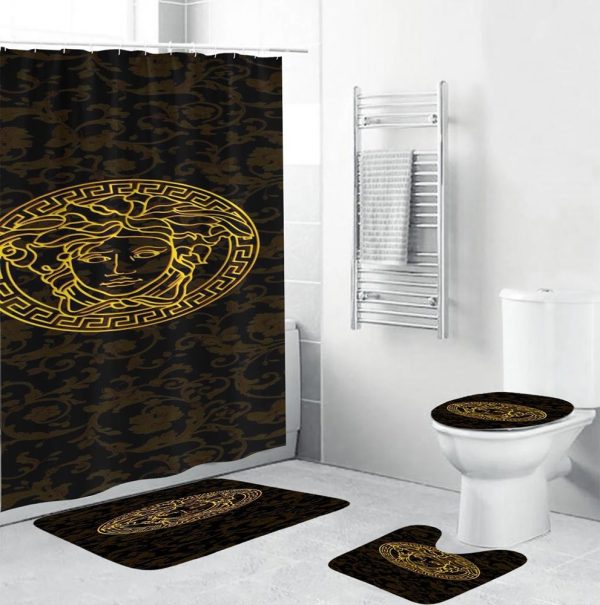 Golden Logo Versace Shower Curtain Set 014