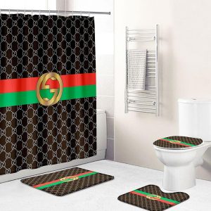 Green Red Brown Gucci Shower Curtain 021