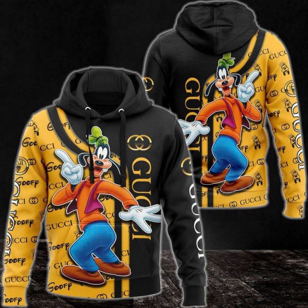 Gucci Gold Black 3D Hoodie And Pants Pod Design 077