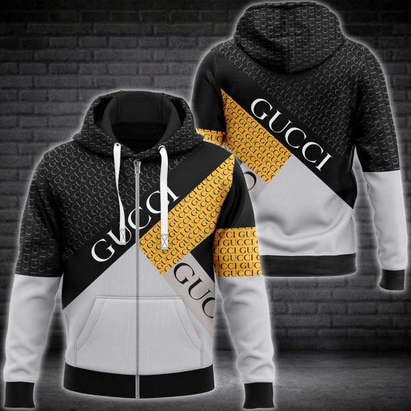 Gucci Grey Black Gold Luxury Hoodie Limited Edition 214