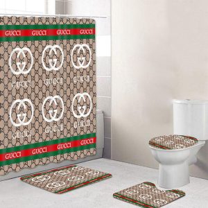 Italy White Logo Gucci Shower Curtain 034