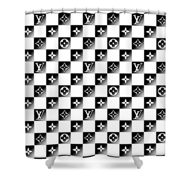 Louis Vuitton Black And White Shower Curtain 119