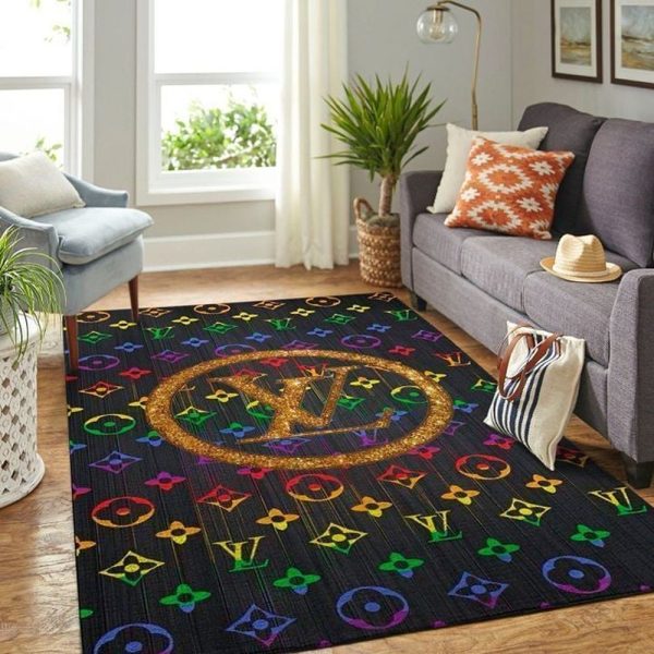 Louis Vuitton Golden Logo Luxury Living Room Carpet 040