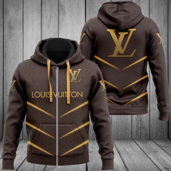 Louis Vuitton Stripe Gold Luxury 3D Hoodie POD Design 021