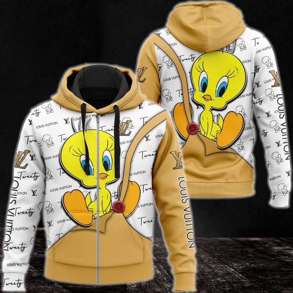 Louis Vuitton Tweety Cartoon Luxury 3D Hoodie POD Design 048