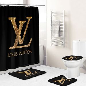 Shower Curtains Louis Vuitton Black Dark Beige Full Bathroom Sets 081