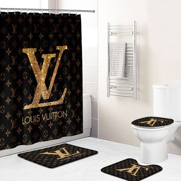 Shower Curtains Louis Vuitton Black Dark Beige Full Bathroom Setsr 082