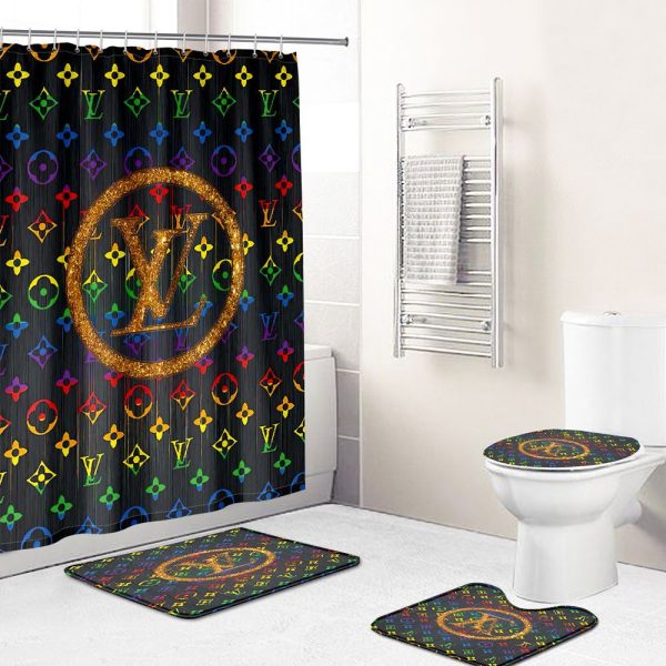 Shower Curtains Louis Vuitton Rainbow Colors Full Bathroom Sets 093