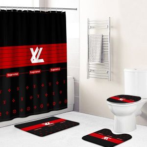 Shower Curtains Louis Vuitton Red And Black Full Bathroom Sets 094