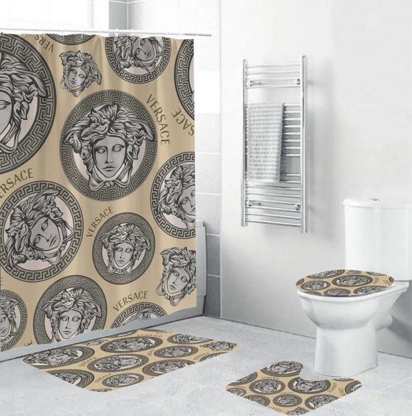 Silver Logo Versace Shower Curtain Set 026